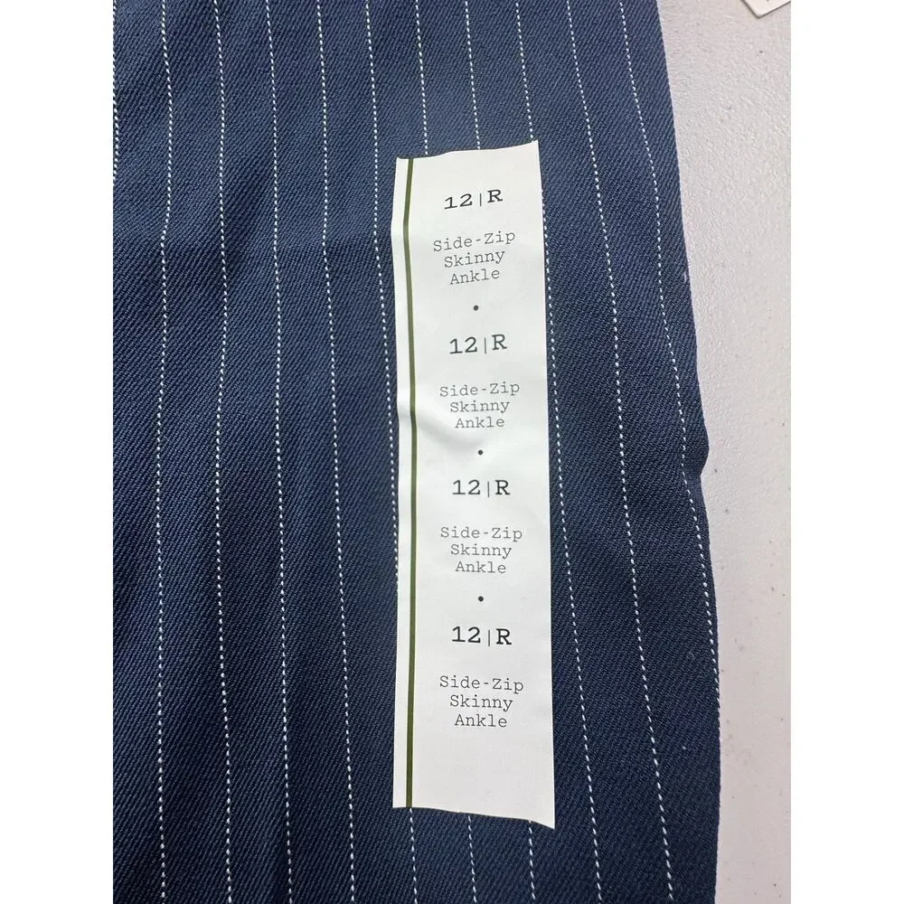 Women's High-Rise Skinny Ankle 12 Pants  A New Day navy blue pinstripe corp core